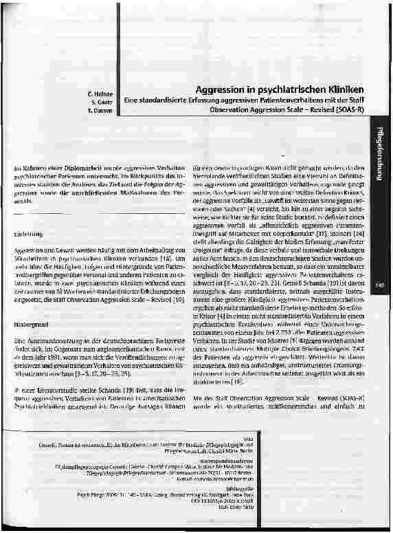 Vorschauseite 1: Aggression in psychiatrischen Kliniken