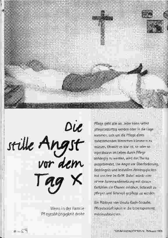 Vorschauseite 1: Die stille Angst vor dem Tag X Wenn in der Familie Pflegebedürftigkeit droht
