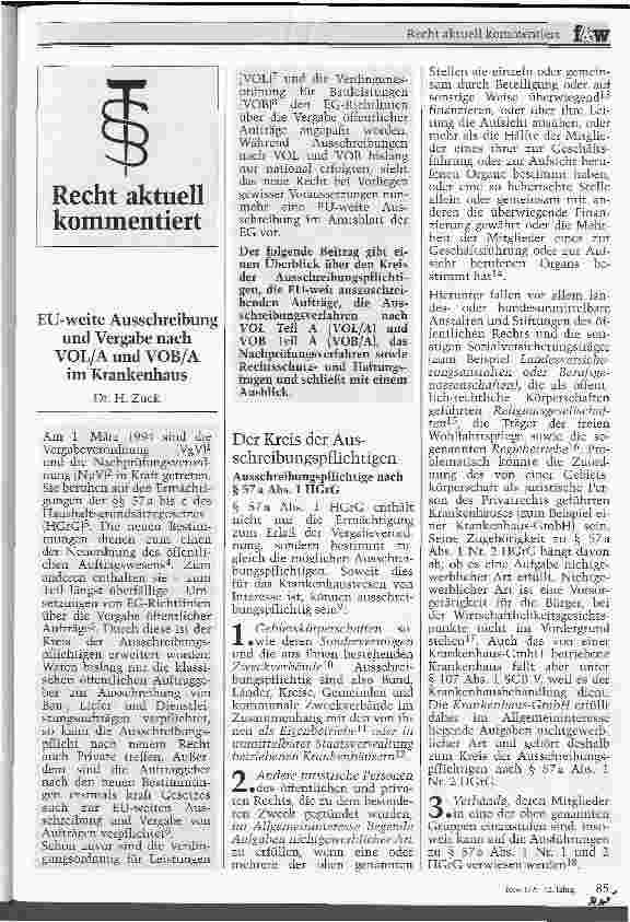 Vorschauseite 1: EU-weite Ausschreibung und Vergabe nach VOL/A und VOB/A im Krankenhaus