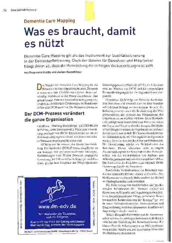 Vorschauseite 1: Dementia Care MappingWas es braucht, damit es nützt