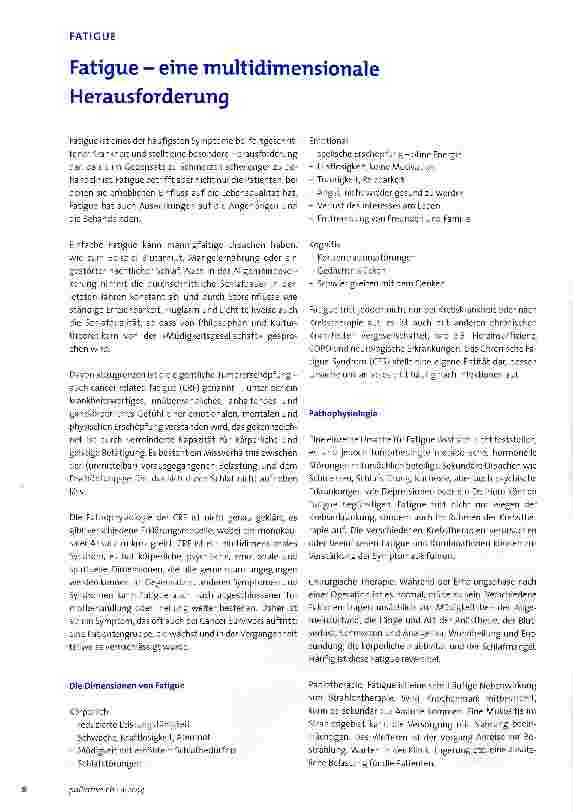 Vorschauseite 1: Fatigue - eine multidimensionale Herausforderung