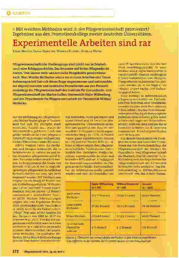 Vorschauseite 1: Experimentelle Arbeiten sind rar