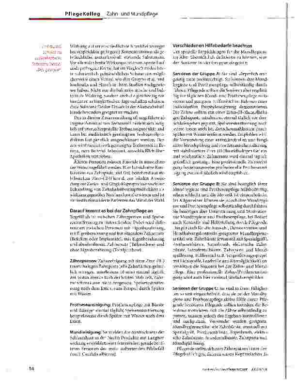 Vorschauseite 3: Zahnpflege im Altenheim Ein Team:Zahnarzt und Pflegekräfte