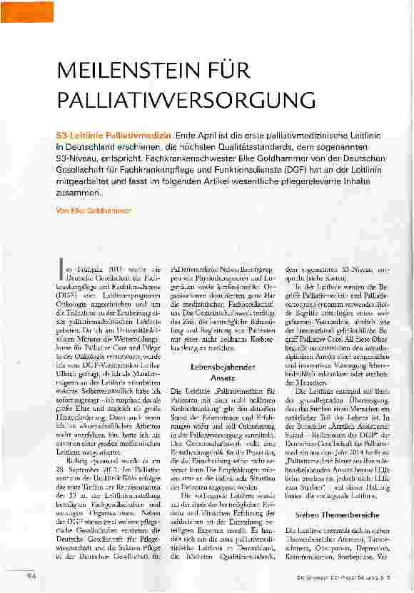 Vorschauseite 1: MEILENSTEIN FÜR PALLIATIVVERSORGUNG