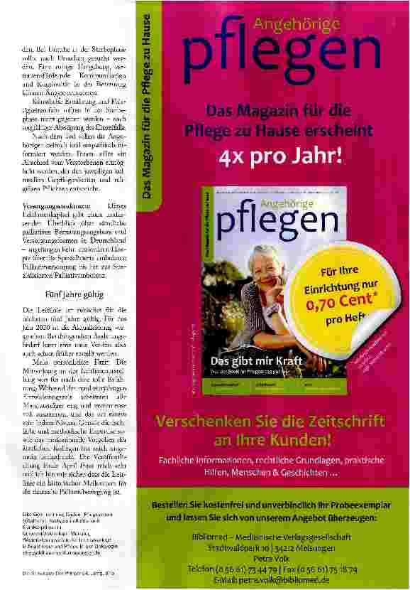 Vorschauseite 4: MEILENSTEIN FÜR PALLIATIVVERSORGUNG