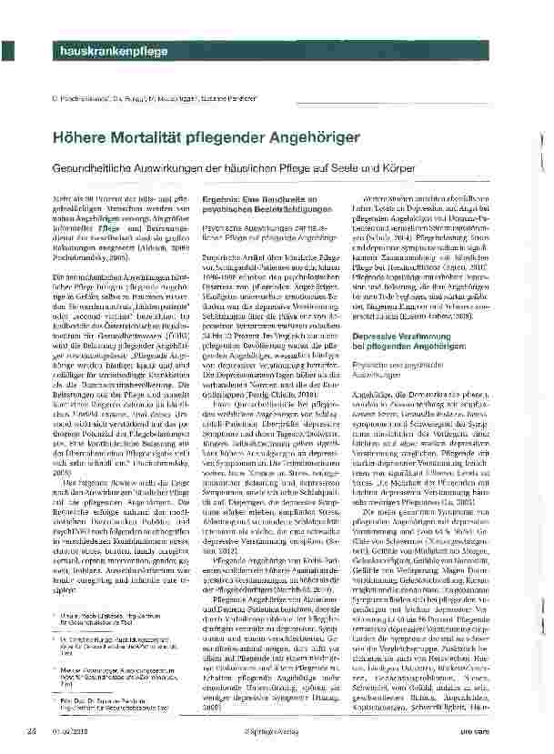 Vorschauseite 1: Höhere Mortalität pflegender Angehöriger