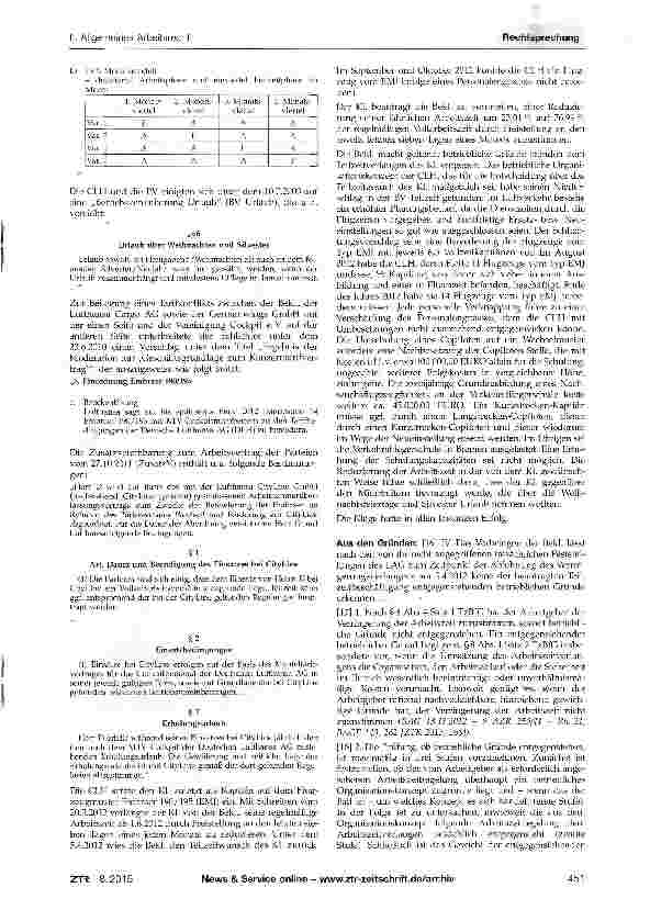 Vorschauseite 2: Anspruch auf Begründung eines TeilzeitarbeitsverhältnissesAÜG § 1 Abs. 1; BetrVG § 77 Abs. 4; BGB § 311 a; TzBfG §§8, 22 Abs. 1