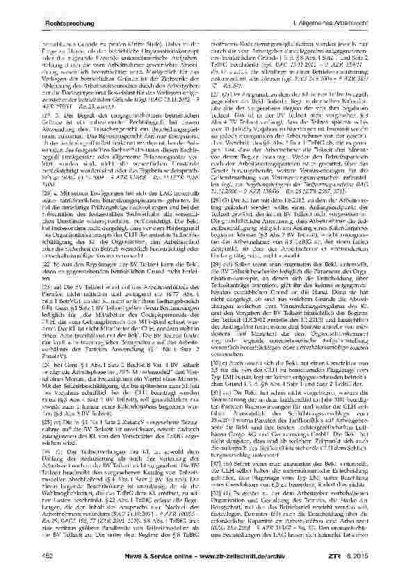 Vorschauseite 3: Anspruch auf Begründung eines TeilzeitarbeitsverhältnissesAÜG § 1 Abs. 1; BetrVG § 77 Abs. 4; BGB § 311 a; TzBfG §§8, 22 Abs. 1