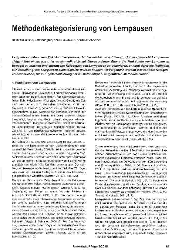 Vorschauseite 1: Methodenkategorisierung von Lernpausen