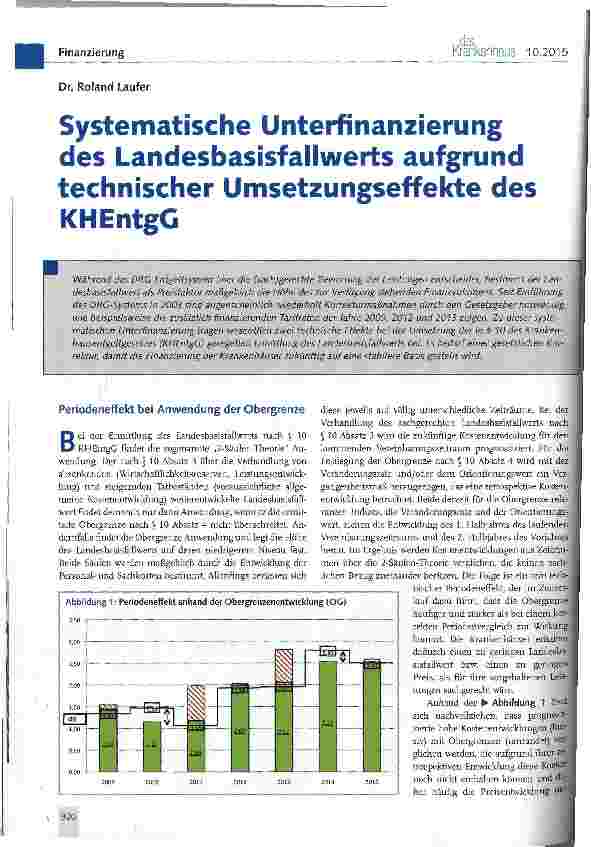 Vorschauseite 1: Systematische Unterfinanzierung des Landesbasisfallwerts aufgrund technischer Umsetzungseffekte des KHEntgG