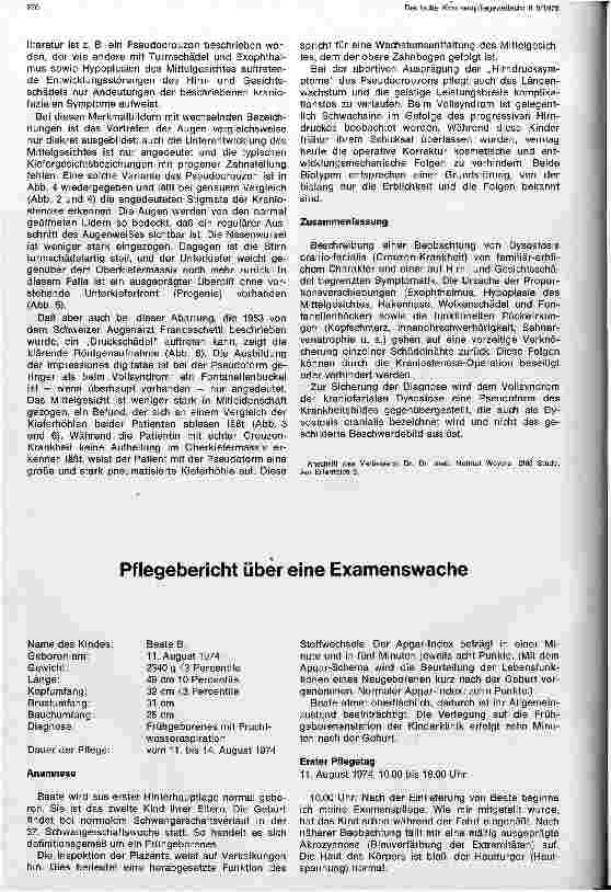 Vorschauseite 1: Pflegebericht über eine Examenswache