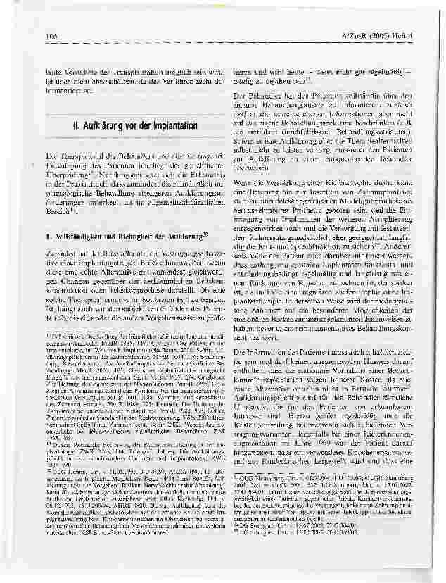 Vorschauseite 5: Rechtsprobleme der zahnärztlich-implantologischen Behandlung