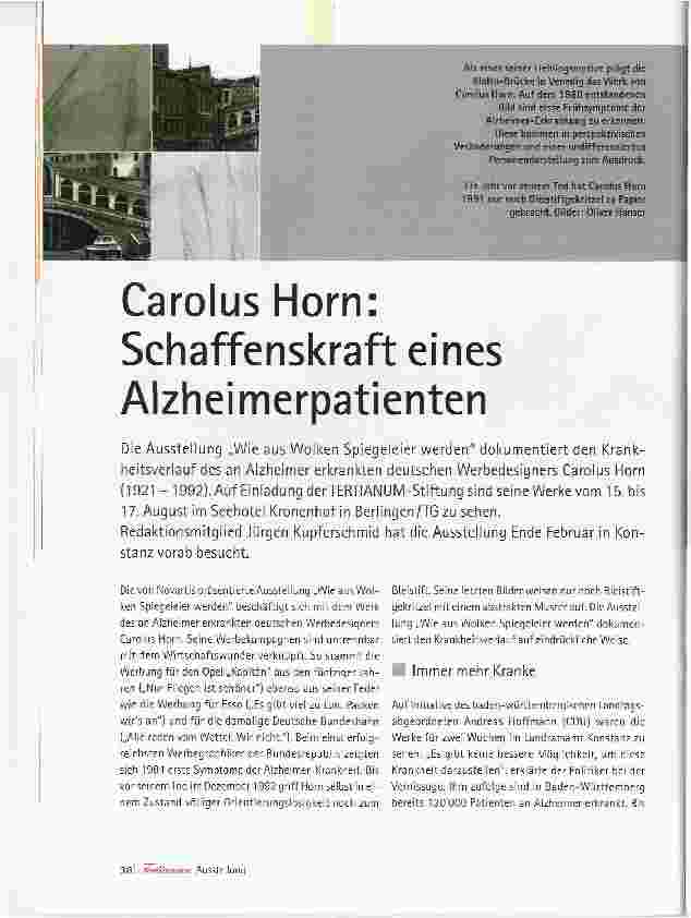 Vorschauseite 1: Carolus Hörn: Schaffenskraft eines Alzheimerpatienten