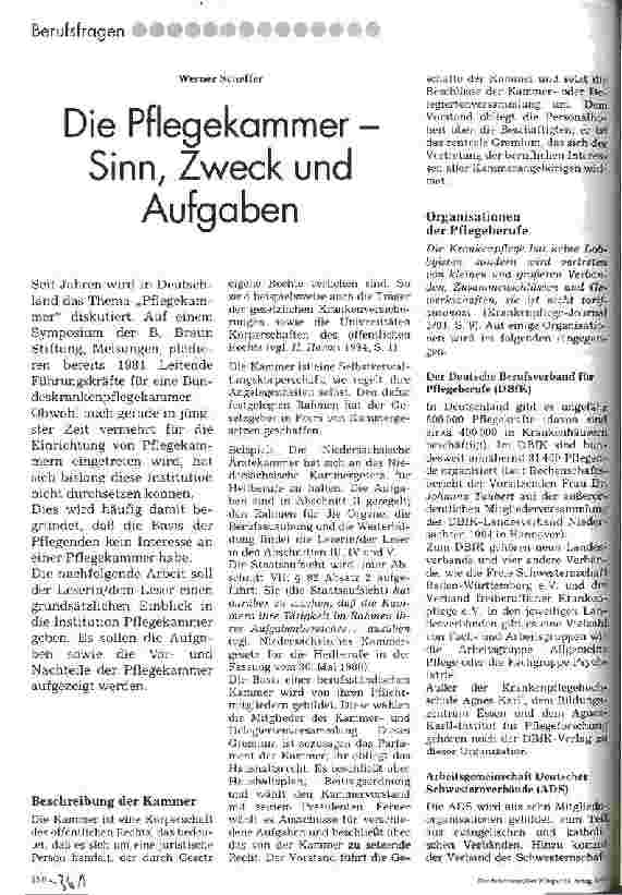 Vorschauseite 1: Die Pflegekammer - Sinn, Zweck und Aufgaben