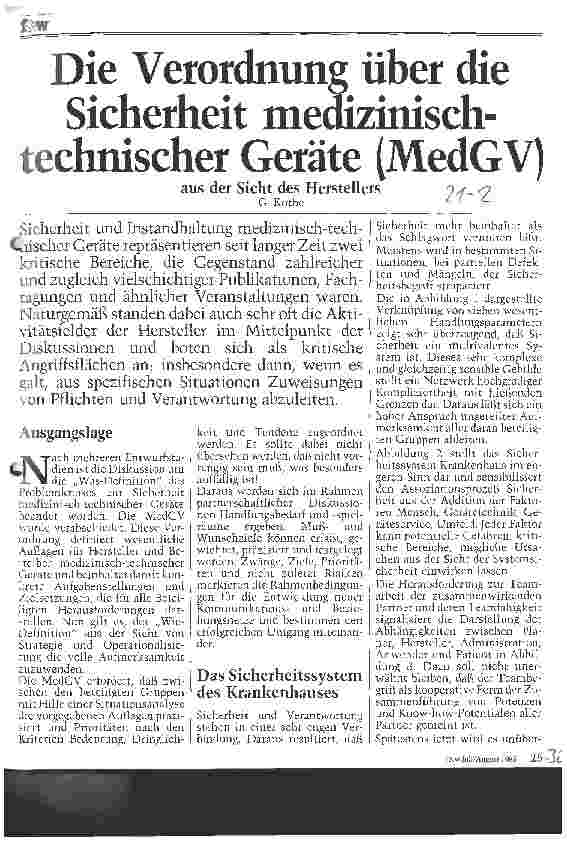 Vorschauseite 1: Die Verordnung über die Sicherheit medizinisch-technischer Geräte (MedGV)