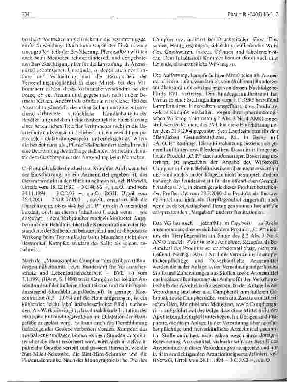 Vorschauseite 4: Zur Einstufung einer Pferdesalbe als Arzneimittel oder als Pflegemittel