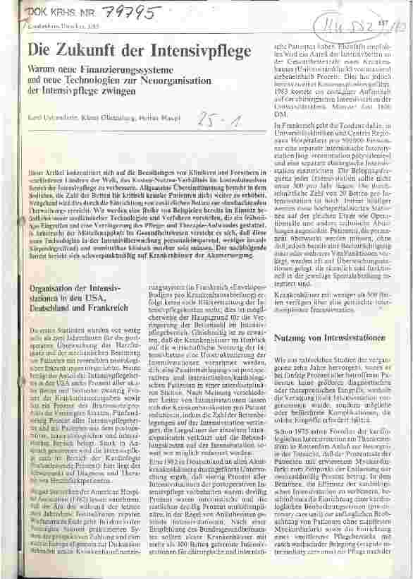 Vorschauseite 1: Die Zukunft der Intensivpflege