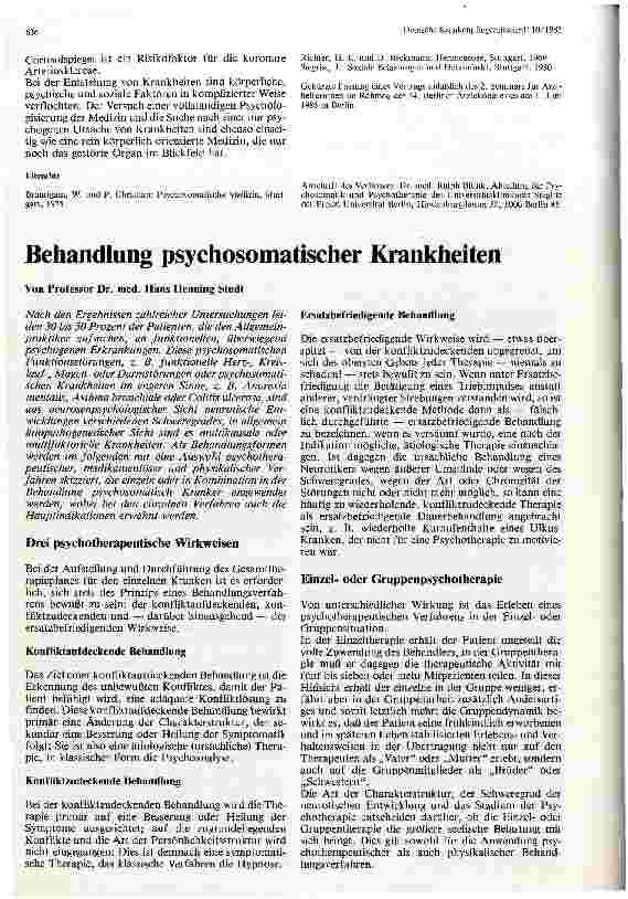 Vorschauseite 1: Behandlung psychosomatischer Krankheiten