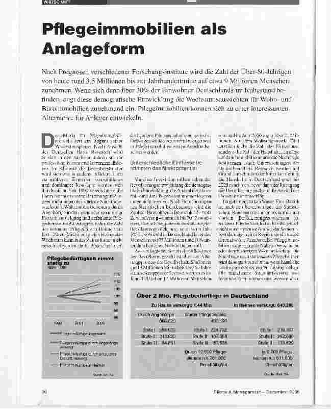 Vorschauseite 1: Pflegeimmobilien als Anlageform