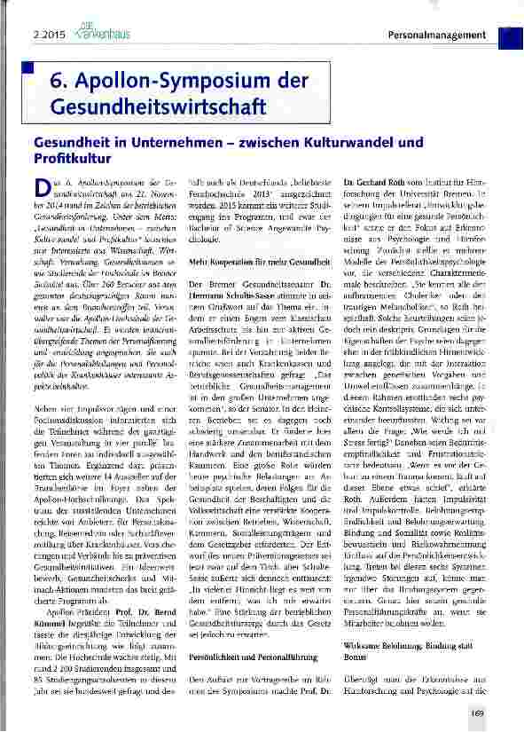Vorschauseite 1: Gesundheit in Unternehmen - zwischen Kulturwandel und Profitkultur
