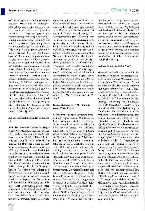 Vorschauseite 2: Gesundheit in Unternehmen - zwischen Kulturwandel und Profitkultur