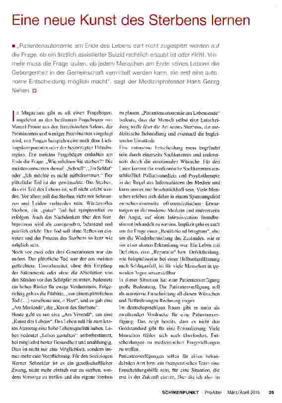 Vorschauseite 1: Eine neue Kunst des Sterbens lernen