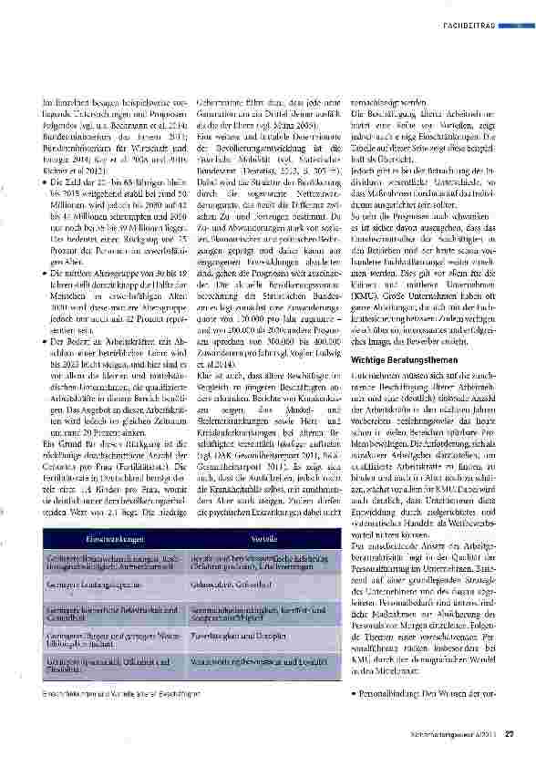 Vorschauseite 2: Was tragen Fachkräfte für Arbeitssicherheit und Betriebsärzte zur Fachkräftesicherung bei? Teil 1 Arbeitsschutz und demografischer Wandel