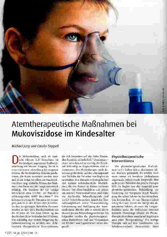 Vorschauseite 1: Atemtherapeutische Maßnahmen bei Mukoviszidose im Kindesalter