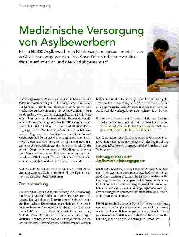 Vorschauseite 1: Medizinische Versorgung von Asylbewerbern