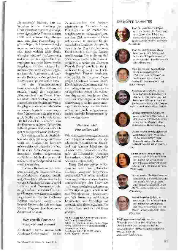 Vorschauseite 2: COCHRANE REVIEWS FÜR PFLEGENDE