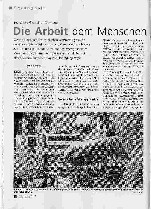 Vorschauseite 1: Die Arbeit dem Menschen anpassen