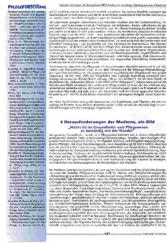 Vorschauseite 6: Die Europäische NEXT-Studie zum vorzeitigen Ausstieg aus dem Pflegeberuf