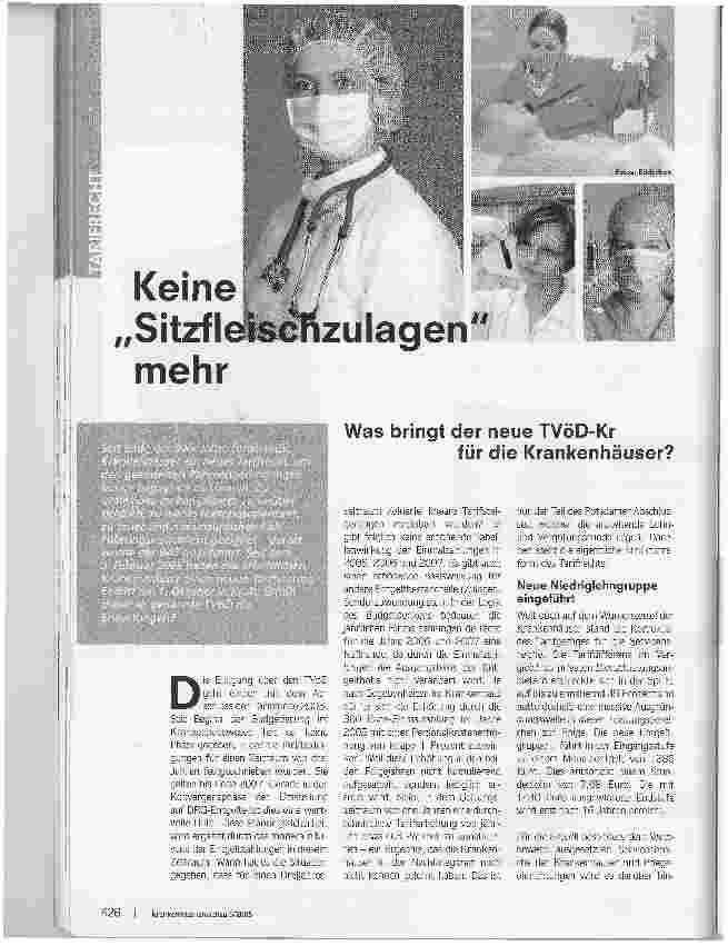 Vorschauseite 1: Keine Sitzfleischzulagen mehrWas bringt der neue TVöD-Krfür die Krankenhäuser?