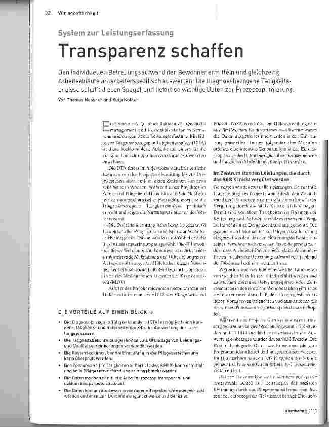 Vorschauseite 1: System zur LeistungserfassungTransparenz schaffen
