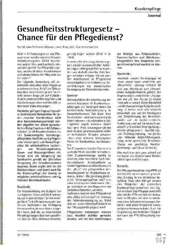 Vorschauseite 1: Gesundheitsstrukturgesetz - Chance für den Pflegedienst?