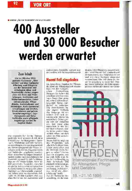 Vorschauseite 1: 400 Aussteller und 30 000 Besucher werden erwartet
