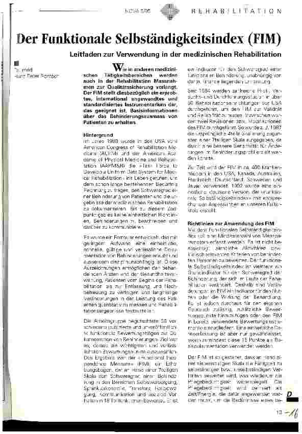 Vorschauseite 1: Der Funktionale Selbstständigkeitsindex (FIM)