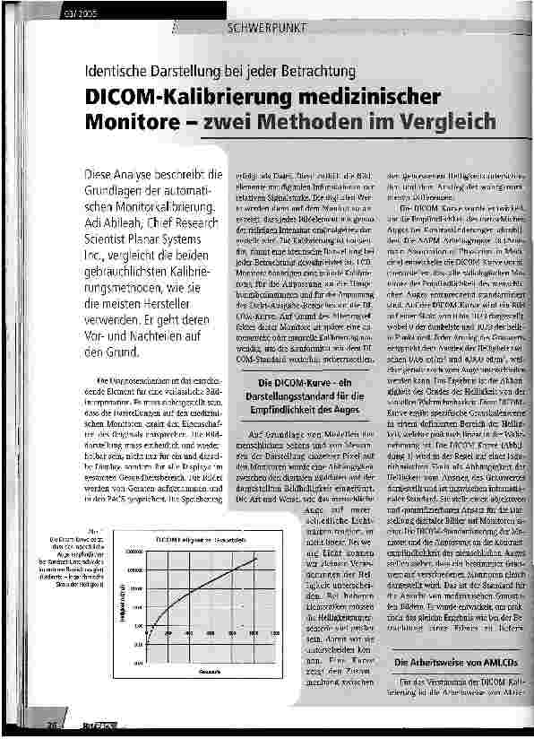 Vorschauseite 1: DICOM-Kalibrierung medizinischer Monitore - zwei Methoden im Vergleich