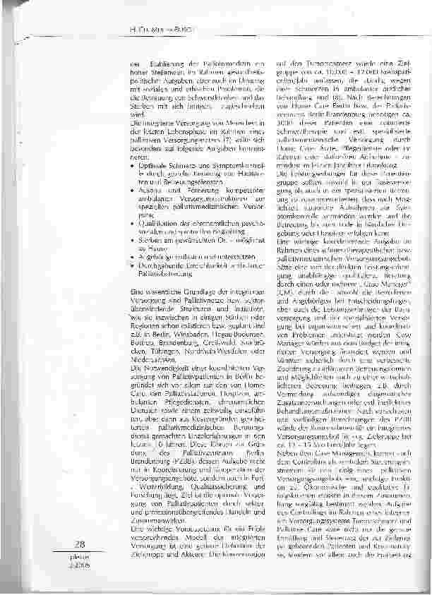 Vorschauseite 2: INTEGRIERTE VERSORGUNG -TUMORSCHMERZ UND PALLIATIVMEDIZIN