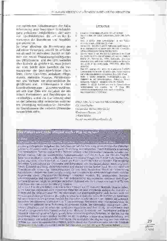 Vorschauseite 3: INTEGRIERTE VERSORGUNG -TUMORSCHMERZ UND PALLIATIVMEDIZIN