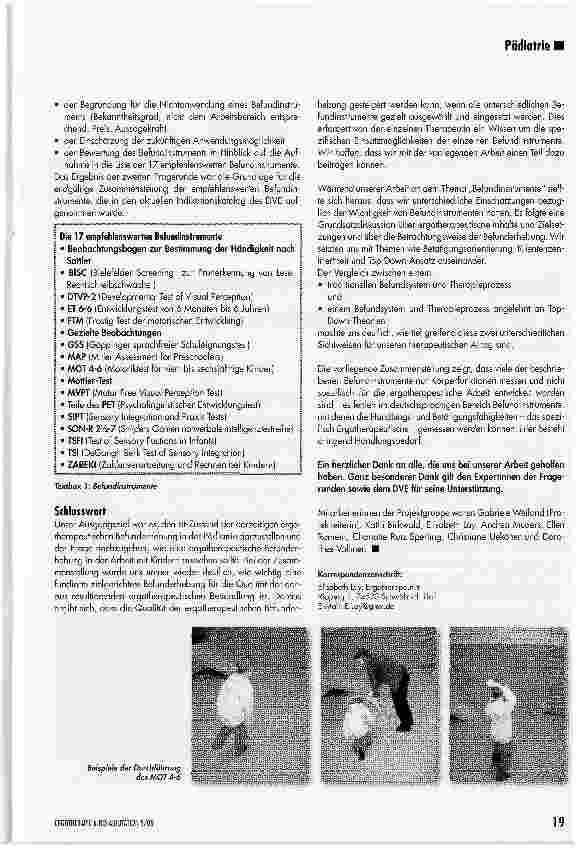 Vorschauseite 3: Befundinstrumente in der pädiatrischen Ergotherapieoder: Wie entstehen Empfehlungen