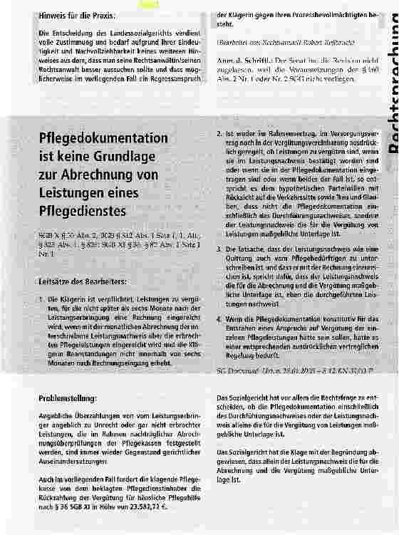 Vorschauseite 4: Kein Anspruch einer potenziellen Bewerberin auf Anerkennung als Pflegedienstleitung in einem Pflegebetrieb