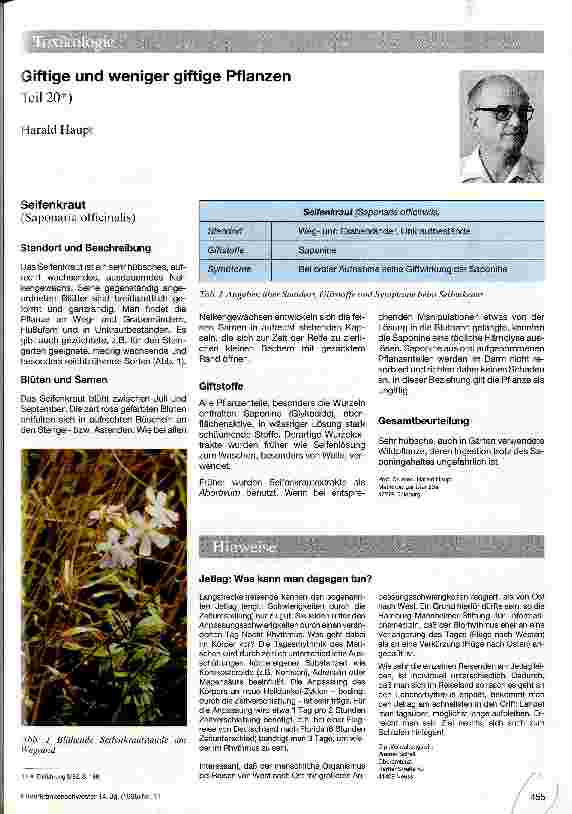 Vorschauseite 1: Giftige und weniger giftige Pflanzen Teil 20: Seifenkraut