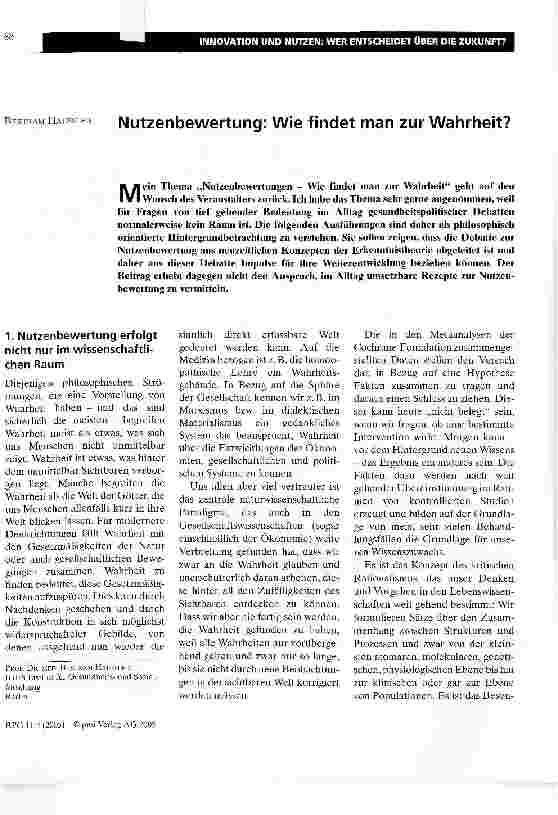 Vorschauseite 1: Nutzenbewertung: Wie findet man zur Wahrheit?