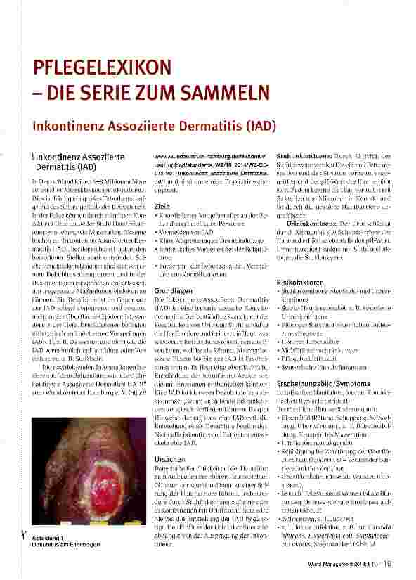 Vorschauseite 1: PFLEGELEXIKON -DIESERIE ZUM SAMMELN Inkontinenz Assoziierte Dermatitis (IAD)