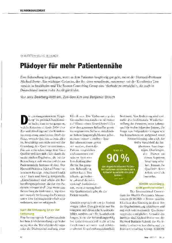 Vorschauseite 1: Plädoyer für mehr Patientennähe