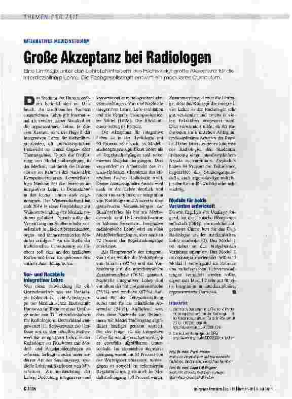 Vorschauseite 1: Große Akzeptanz bei Radiologen