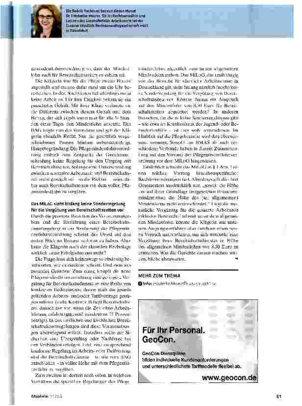 Vorschauseite 2: Neue Regeln rund um den Bereitschaftsdienst