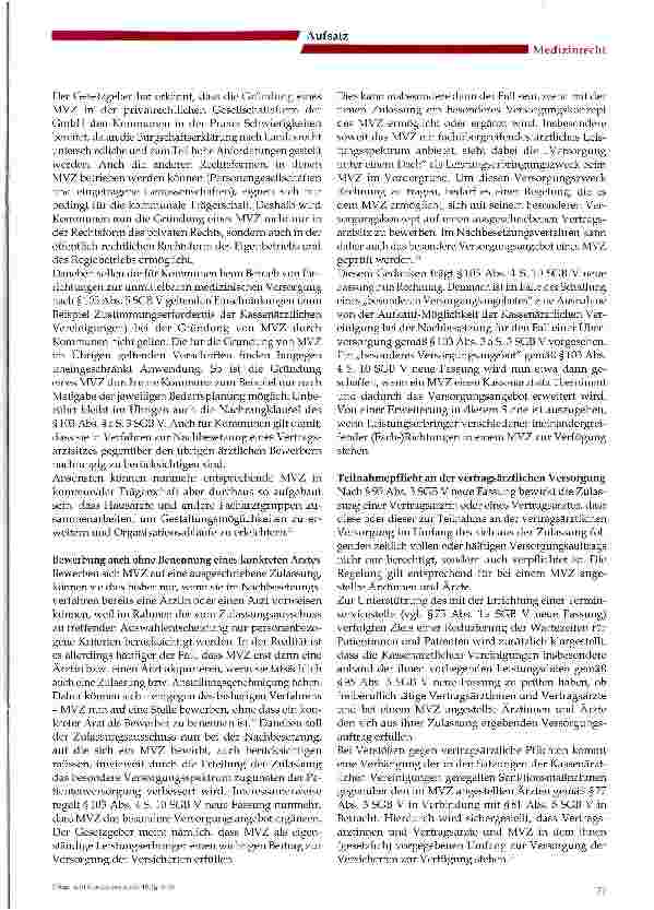 Vorschauseite 3: Das Medizinische Versorgungszentrum im Lichte des GKV-Versorgungsstärkungsgesetzes