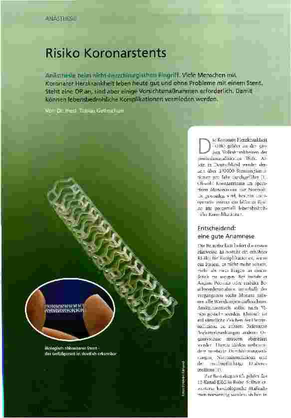 Vorschauseite 1: Risiko Koronarstents